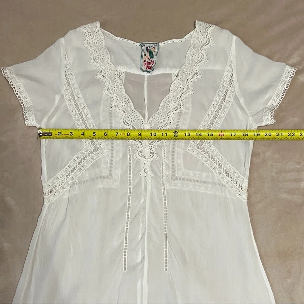 Johnny Was White Eyelet Lace Detail Tunic. Women’s Size Small - Picture 6 of 9